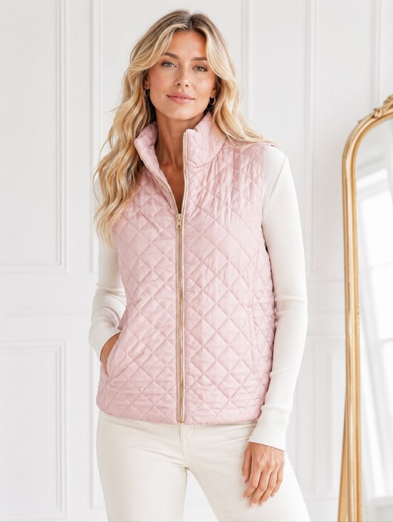 Banana Republic Factory Jackets & Blazers - NWT Banana Republic Factory Pink Quilted Zip Front Puffer Vest | Size Small
